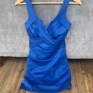 Royal zip up blue bodycon dress size small